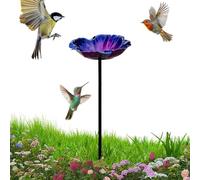 Bain d’oiseaux | Bain d'oiseaux en métal pour jardin | Conception de pétales réfléchissants résistants aux intempéries | Arrosage des abeilles | 25,5 pouces de hauteur | Pour terrasse de fenêtre, pati