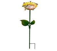 Bain d'abeilles - Mangeoire à Oiseaux pour Fleurs d'extérieur, décoration de Jardin, Plateau en céramique émaillée, Base de Piquet en métal à 3 Griffes, Bord d'atterrissage texturé | Mangeoire à