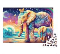 Bain de bébés éléphants Puzzle 1000 Pièces, Art Qualité 52x38cm