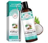 Bain De Bouche À L'huile De Noix De Coco Naturelle Et À La Menthe Poivrée Avec Gratte-Langue, Huile De Menthe Poivrée Pour Blanchir Les Dents, Haleine Fraîche Et Gencives Saines, 237 Ml