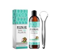 Bain de bouche blanchissant - Huile d'extraction à la menthe et à la noix de coco pour les taches et la santé des gencives | Résultats avant/après | Coffret sans alcool avec gratte-langue (100 ml)