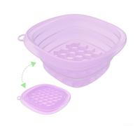 Bain de glace pliable en silicone avec compartiment à glace intégré, bol à glace pliable pour les parties du visage, portable pour les voyages et le bien-être (violet)