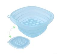 Bain de glace pliable en silicone avec compartiment à glace intégré, bol à glace pliable pour les parties du visage, portable pour les voyages et le bien-être (bleu)
