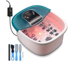 Bain de Pieds avec Chaleur RENPHO, Masseur Shiatsu pour Spa de Pieds avec Prise GFCI et Kit de Pédicure, Bulles Vibrations avec Contrôle de La Température et 22 Rouleaux Amovibles pour Détendre Pieds