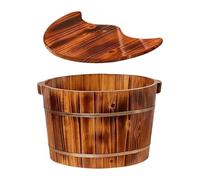 Bain de pieds en bois avec couvercle, tonneau for sauna extérieur et voyage, taille M, forme pieuvre
