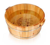 Bain de Pieds Réutilisable en Bois, Seau Manuel pour Trempage | Ouverture Large 13,76x11,79 Po, Profondeur 6,29 Po, Deux Anses en Bois, Usage Maison Spa