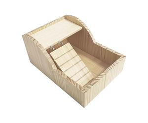 Bain de sable pour petits animaux - Boîte de baignoire en bois pour hamster avec échelle | Récipient d'enrichissement pour hamsters, gerbilles, cochons d'Inde, hamsters nains, hérissons, confort des