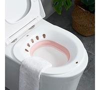 Bain de Siège pour Siège de Toilette, Bain de Toilette Post-partum sans Squat Réduire la Douleur Anti-déversement Massage à L'eau Pliable Bain de Siège avec Chasse D'eau(Rose)