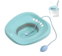 Bain de Siège Toilette Cuvette Ergonomique, Bidet Toilette WC, Bain de Siège avec Chasse d'eau, pour Bain Intime Bassin avec Bord Renforcé Siège Vapeur, Femmes Enceintes et Personnes âgées (Cyan)