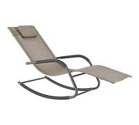 Bain de Soleil à Bascule Caracena Acier Textile 147 x 63 x 89 cm Beige [en.casa] Beige G