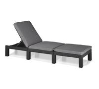 Bain de soleil - Allibert by KETER - DAYTONA - en résine imitation rotin tressé - coussin - dossier réglable - gris graphite
