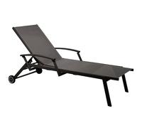 Transat Lit de soleil empilable Florence avec accoudoirs en Alu Allonge en TPEP graphite/gris G