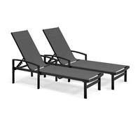 Oviala Lot de 2 Bains de Soleil en Aluminium Gris