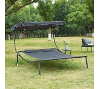 Bain de soleil 'Avigliano' avec toit en acier 200 x 173 x 146 cm Gris