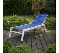 Bain de soleil BARBADOS en textilène bleu - aluminium blanc