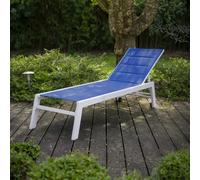 Bain de soleil barbados en textilène bleu - aluminium blanc