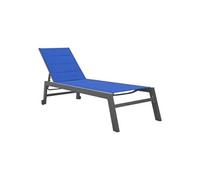 Happy Garden Bain de Soleil Barbados en textilène Bleu foncé et Aluminium Anthracite. Transat d'extérieur Multi Position.