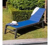 Bain De Soleil Barbados En Textilène Bleu Foncé - Aluminium Anthracite Bleu