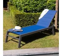 Bain de soleil BARBADOS en textilène bleu foncé - aluminium anthracite Happy Garden