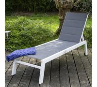 Bain de soleil BARBADOS en textilène gris - aluminium blanc