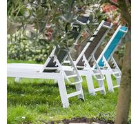 Bain De Soleil Barbados En Textilène Gris - Aluminium Blanc Gris