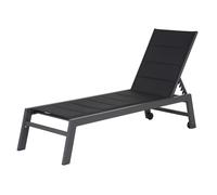 Happy Garden - Bain de soleil Barbados - Textilène noir, aluminium gris anthracite