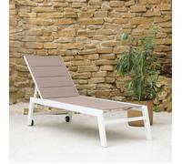 Bain de soleil BARBADOS en textilène taupe - aluminium blanc
