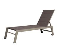 Happy Garden Bain de Soleil Barbados en textilène Taupe et Aluminium Taupe. Transat d'extérieur Multi Position.