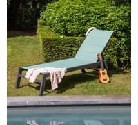Bain de soleil BARBADOS en textilène vert d'eau - aluminium anthracite