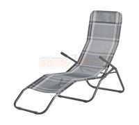 Bain de soleil basculant Chaise longue de jardin Chaise longue de plage Virginia Beach gris à carreaux