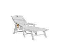 Bain de Soleil, Capacité de Charge 181 kg, Chaise Longue Jardin PEHD, avec Dossier Réglable sur 6 Positions, Accoudoir