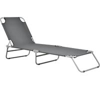 Bain de soleil 'Carcao' dossier réglable pliable structure acier 186 x 55 x 24 cm gris foncé