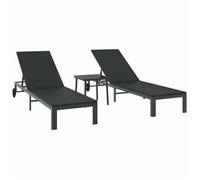 Bain de Soleil - CLARENCE® - Transat 2-personne - Lot de 3 - RUIGNEUF - 2 PLACES - Noir polyrotin 85060