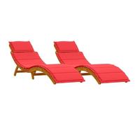 Bain de Soleil - CLARENCE® - Transat avec coussin - Lot de 2 - RUIGNEUF - 2 PLACES - Rouge Bois d'Acacia Massif 65211