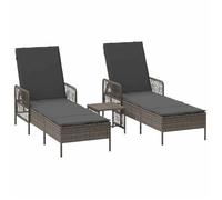 Bain de Soleil - CLARENCE® - Transat avec coussin - Lot de 3 - RUIGNEUF - 2 PLACES - Gris et Gris foncé polyrotin 45498