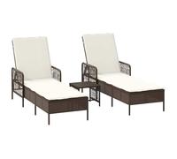 Bain de Soleil - CLARENCE® - Transat avec coussin - Lot de 3 - RUIGNEUF - 2 PLACES - Marron et crème blanche polyrotin 70629