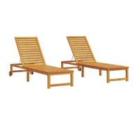 Bain de Soleil - CLARENCE® - Transat - Lot de 2 - RUIGNEUF - 2 PLACES - Marron 202 x 53 x 89cm Bois d'Acacia Massif 13980