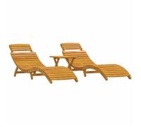 Bain de Soleil - CLARENCE® - Transat - Lot de 3 - RUIGNEUF - 2 PLACES - Marron Bois d'Acacia Massif 55201