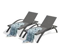 Bain de soleil empilable Barcelona Bcd Garden aluminium et textilène noir L 195 x l 74 x H 32 cm