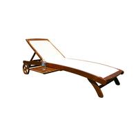 BAIN DE SOLEIL DE JARDIN MARRON ET ECRU RÉGLABLE EN BOIS AVEC ROUES MOD. TEXTY