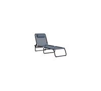 Bain de soleil en acier L. 197 cm H. 26 cm gris pliable