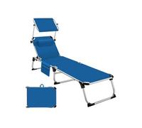 Bain de soleil en aluminium 6 positions pliable avec oreiller bleu