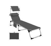 tectake® Chaise Longue Pliante Bain de Soleil Jardin Exterieur avec Pare Soleil, Cadre en Aluminium, Chaise Longue inclinable Transat de Plage Relax Jardin Camping Salon de Jardin Exterieur