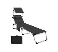 Bain de soleil en aluminium 6 positions pliable avec oreiller noir