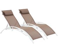 Habitat et Jardin - Lot de 2 Bains de Soleil en Aluminium et Textilène Beauty - Transats Multi Positions - Chaises de Jardin, Piscine et Balcon Empilable - Dossier Inclinable - Taupe