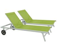 Bain De Soleil En Aluminium Et Textilène Bella - Phoenix - Vert - Lot De 2 Vert