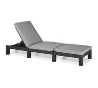 Bain de soleil en imitation résine tressée ALLIBERT avec coussins - 4 positions - Daytona - Gris graphite