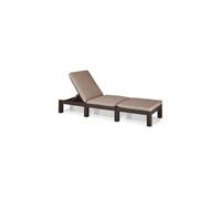 Bain de soleil en imitation resine tressee ALLIBERT avec coussins - 4 positions - Daytona - Marron