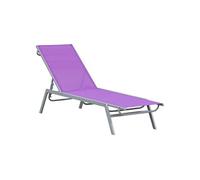 Outsunny – Bain de soleil inclinable contemporain en métal et textilène – mauve