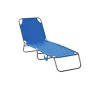 Outsunny Chaise longue transat Métal 187×55×24 cm Bleu